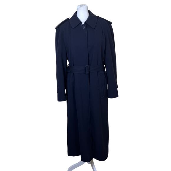 Newport Harbor Womens Sz 8P Vtg Wool Trench Coat Zipout Insulated Lining Navy - Picture 1 of 16